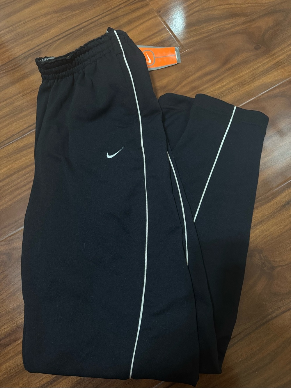 Women's Vintage Y2K Silver Tab Nike Athletic Pants Black Swoosh - Large NWT